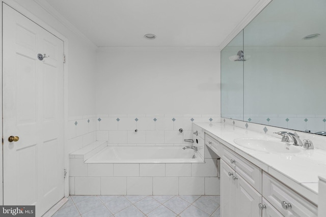 2700 Virginia Ave NW Unit 811, Washington, DC 20037 - full bathroom with vanity, a bath, and ornamental molding