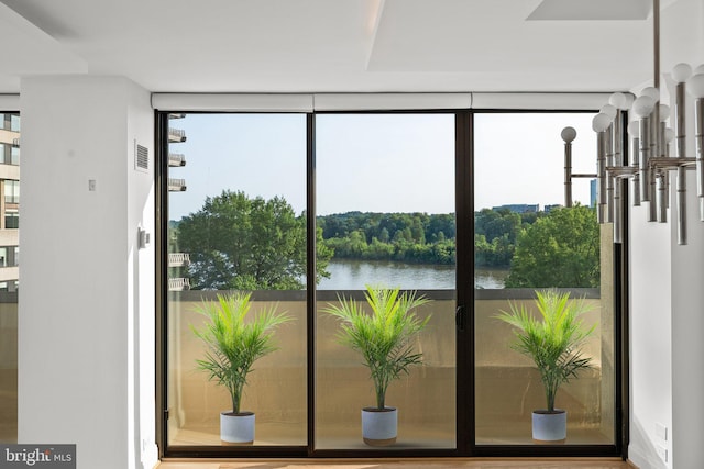 2700 Virginia Ave NW Unit 811, Washington, DC 20037 - doorway to outside featuring expansive windows, healthy amount of natural light, and a water view