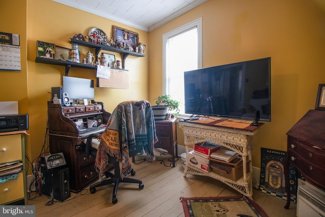 606 Ridgley St, Orbisonia, PA 17243 - office space with crown molding and wood-type flooring