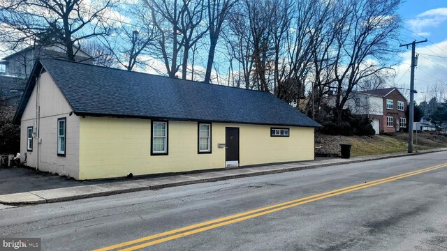 27 W Sixth St, Waynesboro, PA 17268 - view of front of home with a shingled roof and concrete block siding
