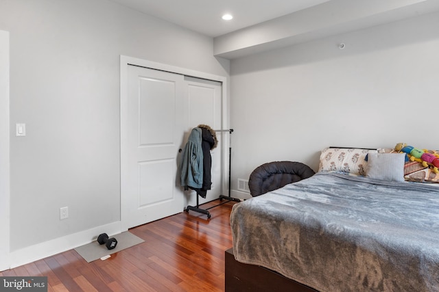 2714 W Jefferson St, Philadelphia, PA 19121 - bedroom with recessed lighting, a closet, baseboards, and dark wood-style floors