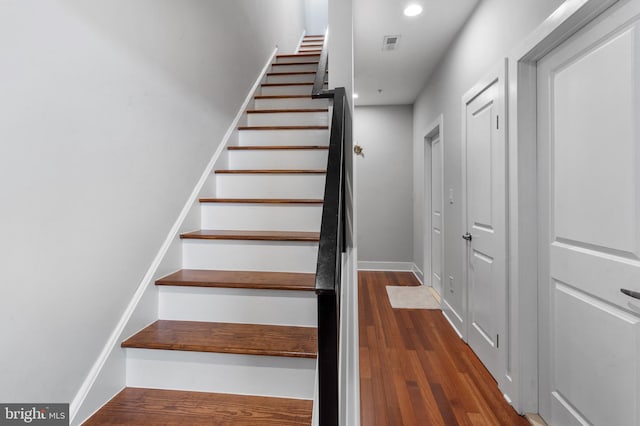 2714 W Jefferson St, Philadelphia, PA 19121 - stairway featuring recessed lighting, visible vents, baseboards, and wood finished floors