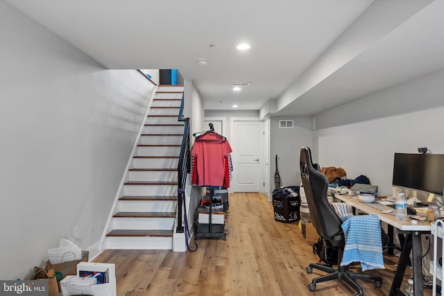 2714 W Jefferson St, Philadelphia, PA 19121 - office featuring visible vents, recessed lighting, baseboards, and wood finished floors