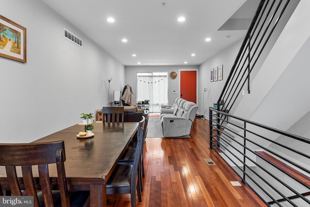 2714 W Jefferson St, Philadelphia, PA 19121 - dining area featuring visible vents, recessed lighting, stairs, and hardwood / wood-style flooring