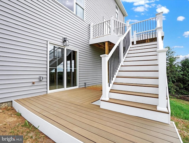 wooden deck with stairway