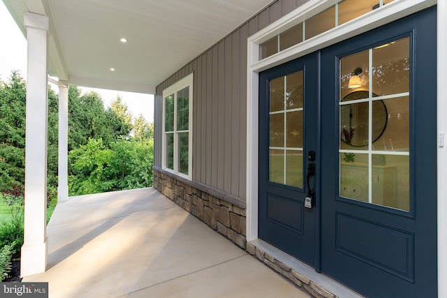 doorway to property with french doors