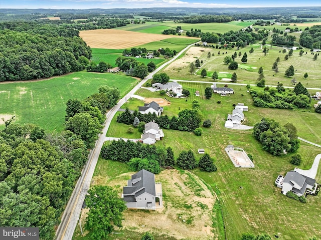 bird's eye view with a rural view