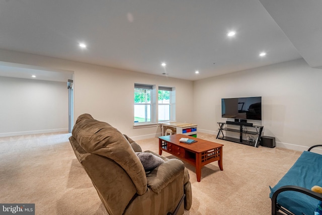 427 Whispering Elm Ln, Millersville, MD 21108 - living area featuring light colored carpet, recessed lighting, and baseboards