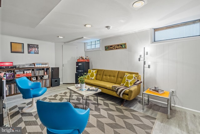 living area with wood finished floors