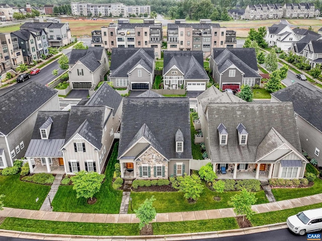 aerial view with a residential view