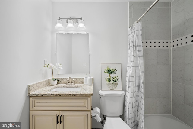 8801 Temple Hill Rd, Clinton, MD 20735 - full bath featuring vanity, toilet, and shower / bath combo with shower curtain