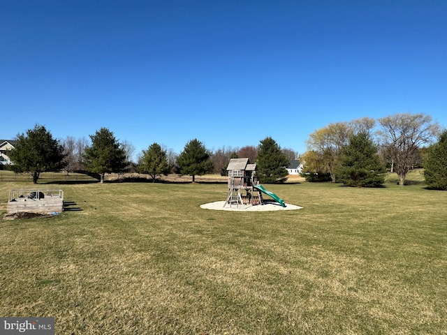 view of yard with a playground