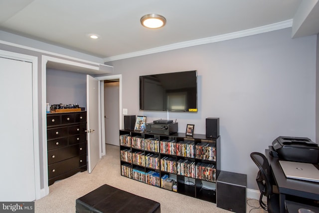 445 Blue Bell Rd, Williamstown, NJ 08094 - interior space with carpet flooring, ornamental molding, and recessed lighting