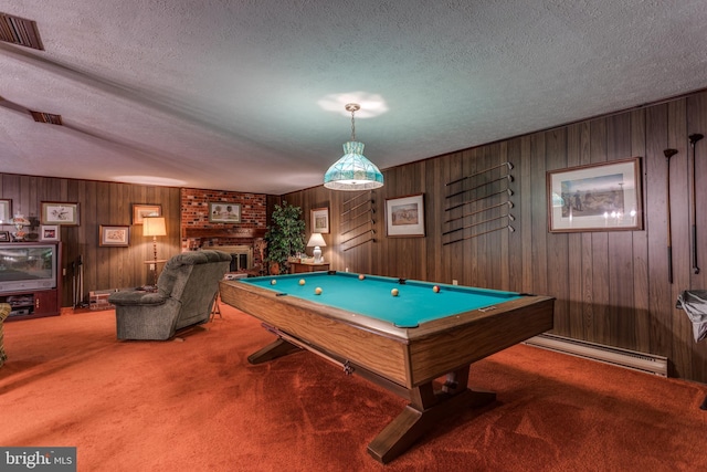 126 Armstrong Pl, Winchester, VA 22602 - game room with visible vents, pool table, baseboard heating, and carpet