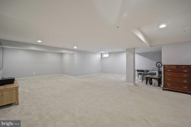 7208 Cherry Ln, Laurel, MD 20707 - finished basement with light colored carpet and recessed lighting