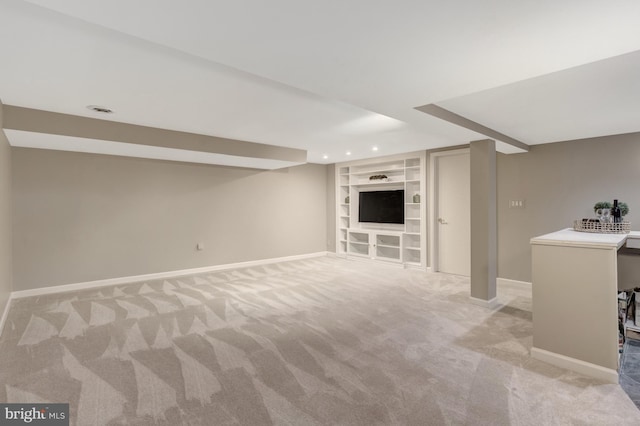 3313 Midland Rd, Fairfax, VA 22031 - finished below grade area with baseboards, recessed lighting, built in features, and light carpet