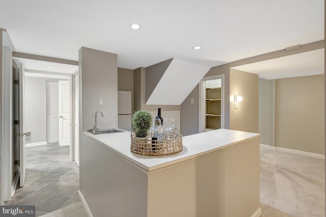 3313 Midland Rd, Fairfax, VA 22031 - kitchen with freestanding refrigerator, recessed lighting, baseboards, and a sink