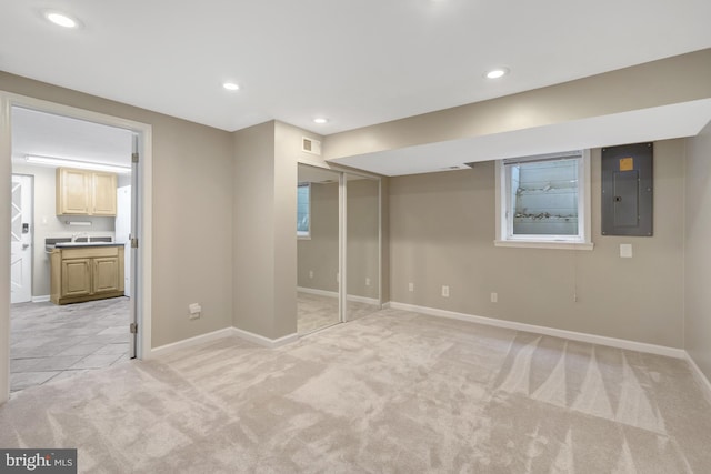 3313 Midland Rd, Fairfax, VA 22031 - unfurnished bedroom featuring electric panel, visible vents, baseboards, light carpet, and recessed lighting