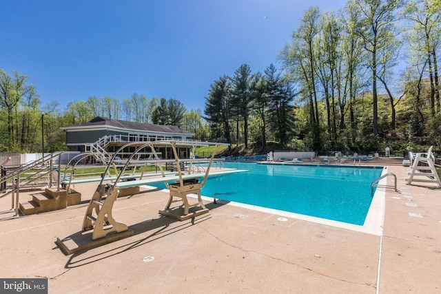 community pool with a patio