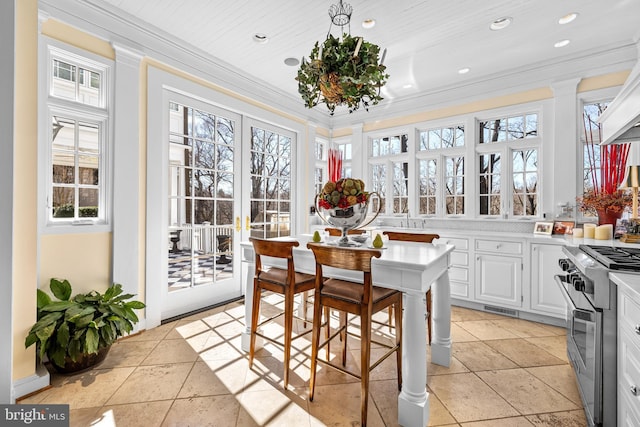 24 Whitfield Rd, Baltimore, MD 21210 - interior space featuring recessed lighting, visible vents, crown molding, and french doors