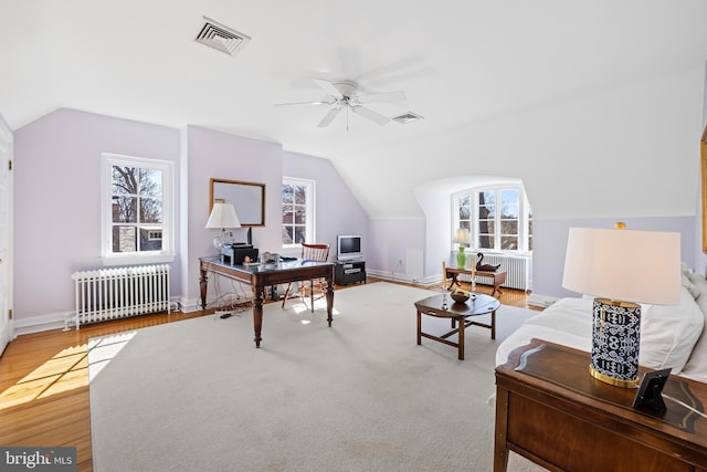 24 Whitfield Rd, Baltimore, MD 21210 - office space featuring visible vents, a healthy amount of sunlight, ceiling fan, and radiator heating unit