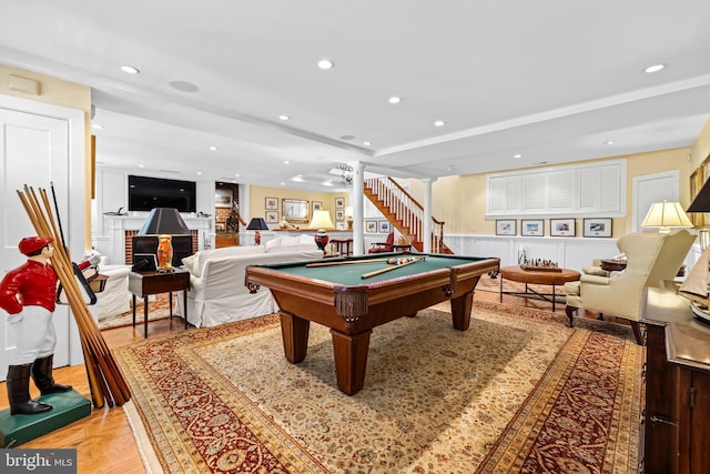24 Whitfield Rd, Baltimore, MD 21210 - game room featuring billiards, recessed lighting, and light wood-type flooring