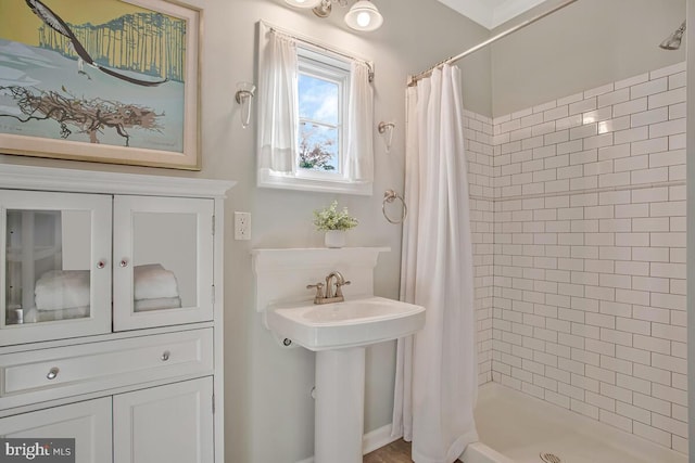 bathroom featuring a stall shower