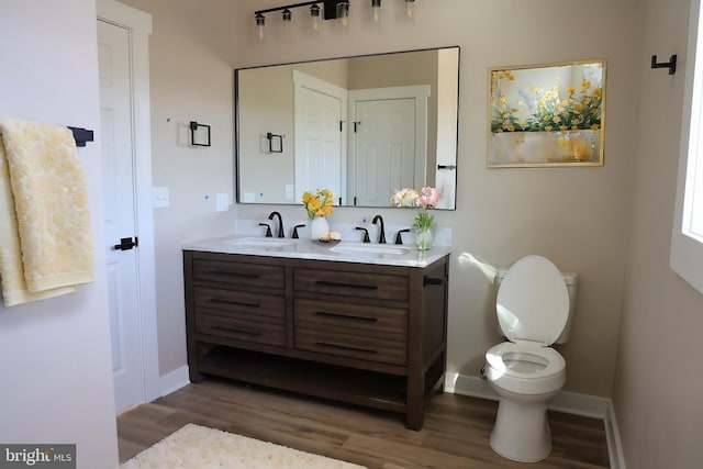 202 Moonlight Dr, Frostburg, MD 21532 - bathroom with a sink, toilet, wood finished floors, and double vanity