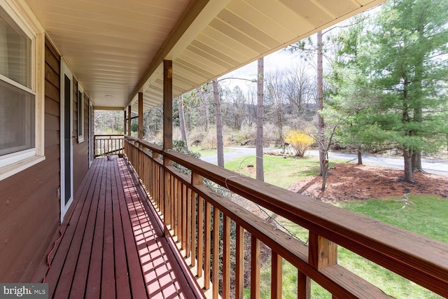 wooden deck with covered porch