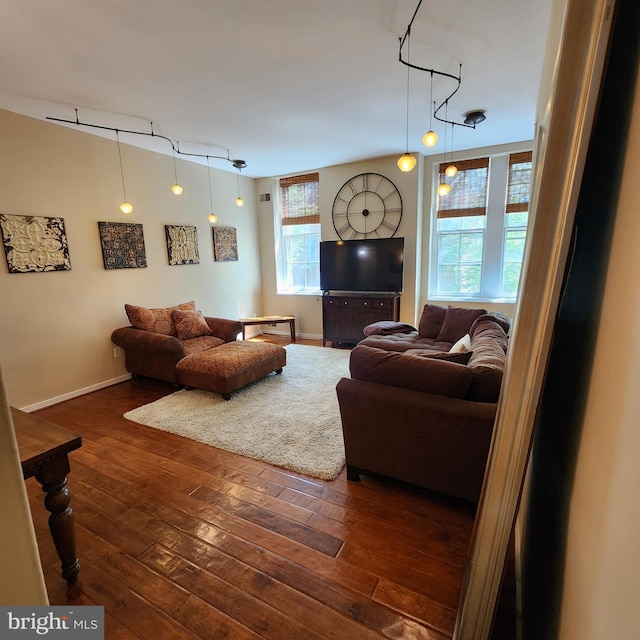 1023 Clinton St Unit 204, Philadelphia, PA 19107 - living room with dark wood finished floors and baseboards
