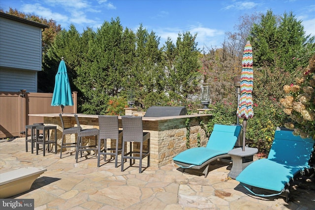 view of patio with outdoor dry bar