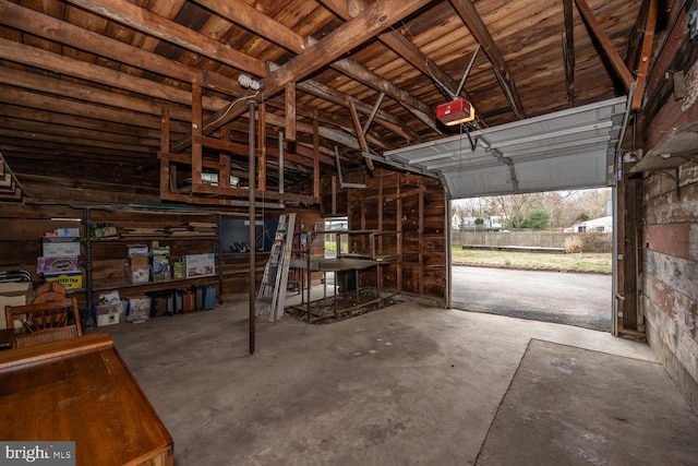 garage with a garage door opener