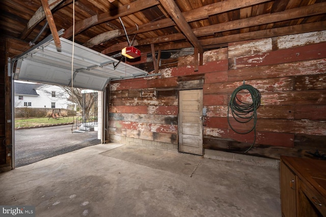 garage with a garage door opener