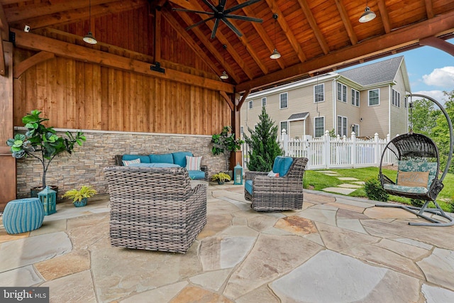 52 Olivia Way, Chesterfield, NJ 08515 - view of patio / terrace with an outdoor hangout area and ceiling fan