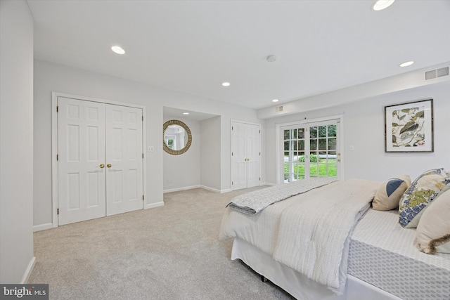1220 Wendover Rd, Bryn Mawr, PA 19010 - bedroom featuring carpet flooring, visible vents, baseboards, and multiple closets