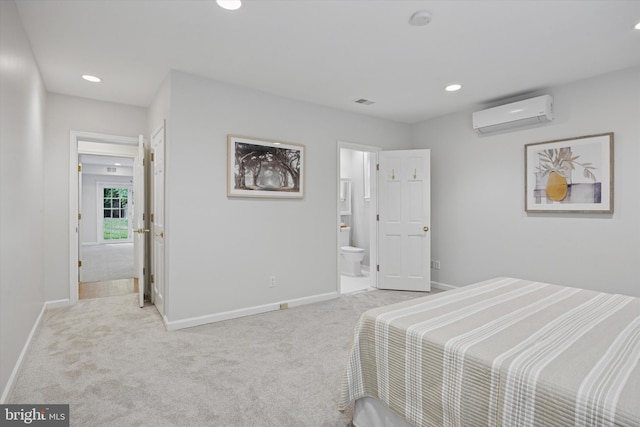 1220 Wendover Rd, Bryn Mawr, PA 19010 - bedroom featuring baseboards, recessed lighting, a wall unit AC, and carpet