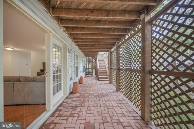 view of patio / terrace with stairway