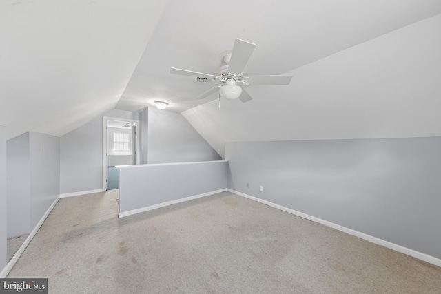 5983 Ridge Spring Cir, Salisbury, MD 21801 - bonus room featuring baseboards, lofted ceiling, carpet flooring, and a ceiling fan