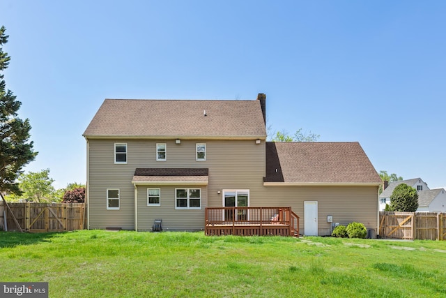 5983 Ridge Spring Cir, Salisbury, MD 21801 - rear view of house featuring a gate, a wooden deck, and a chimney