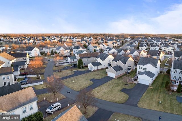 aerial view with a residential view