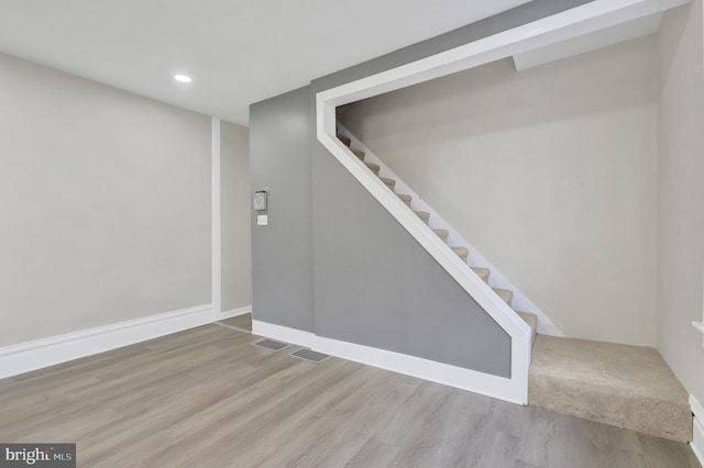 475-477 2nd St, Highspire, PA 17034 - basement with recessed lighting, baseboards, wood finished floors, and stairs