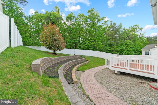 6984 Elm Ave, Elkridge, MD 21075 - view of yard with a fenced backyard and a deck