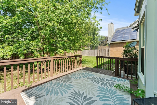 deck featuring a fenced backyard and a yard