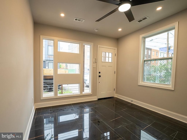 2005 N Lawrence St, Philadelphia, PA 19122 - entrance foyer featuring baseboards, a ceiling fan, and recessed lighting