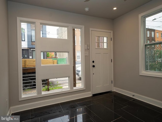 2005 N Lawrence St, Philadelphia, PA 19122 - foyer featuring baseboards, granite floors, and recessed lighting