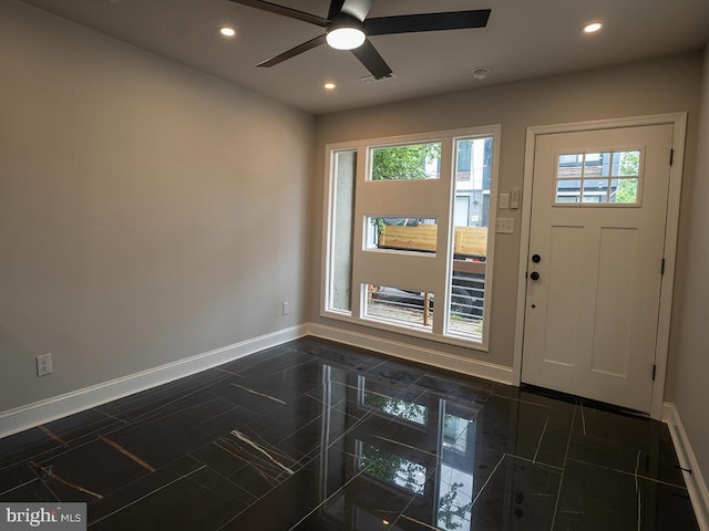 2005 N Lawrence St, Philadelphia, PA 19122 - entryway featuring baseboards, recessed lighting, healthy amount of natural light, and a ceiling fan