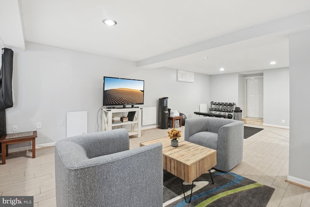 1614 Grace Church Rd, Silver Spring, MD 20910 - living room with baseboards, recessed lighting, and wood finish floors