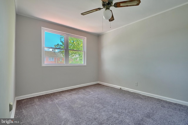 4707 Wrenwood Ave, Baltimore, MD 21212 - spare room with a ceiling fan, baseboards, carpet floors, and ornamental molding