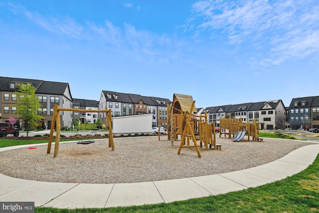 community play area featuring a residential view