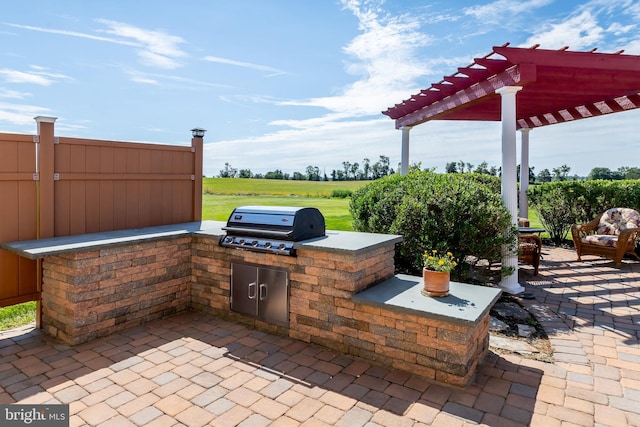 180 Featherbed Ln, Pilesgrove, NJ 08098 - view of patio featuring a pergola, exterior kitchen, and grilling area